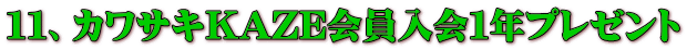 11、カワサキKAZE会員入会1年プレゼント